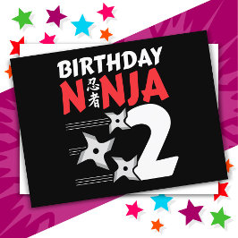 2-årig Ninja-feststjärnor Kids 2-års födelsedag Vykort