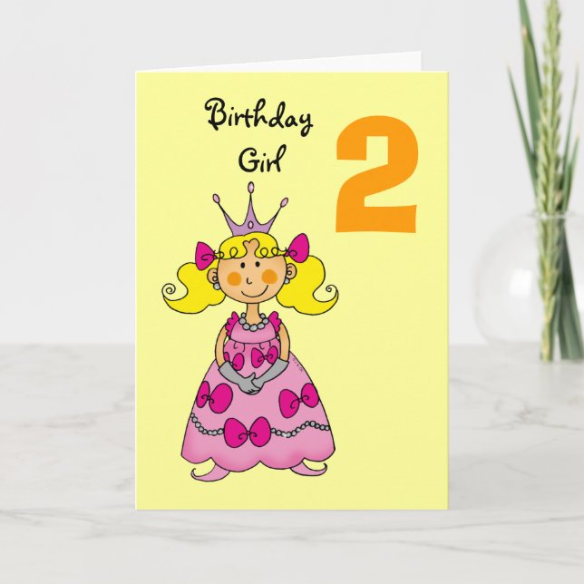 2-årig prinsessa (blonda hår) kort (Framsida)