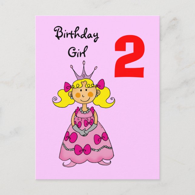 2-årig prinsessa (blonda hår) vykort (Framsida)