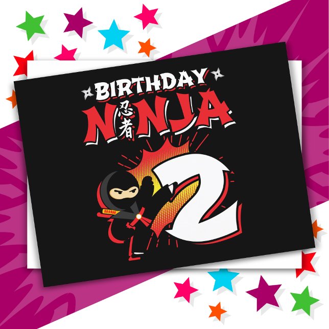 2 Årig Serietidningsstil Ninja 2-årsdag Vykort (Skapare uppladdad)