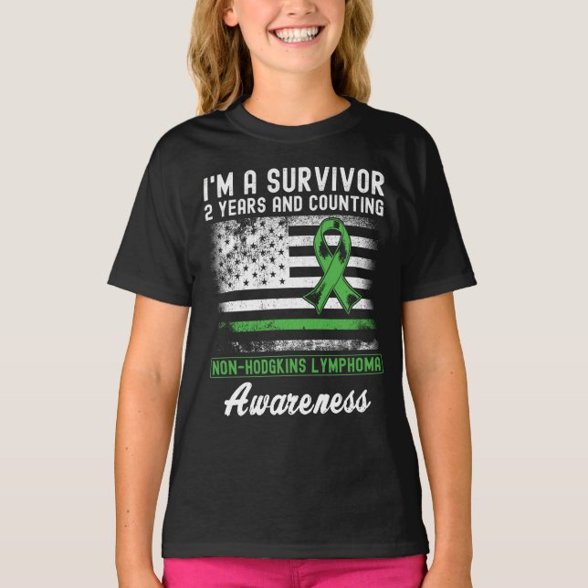 2 års cancerfri non- Hodgkins lymphoma Survivor T Shirt (Framsida)