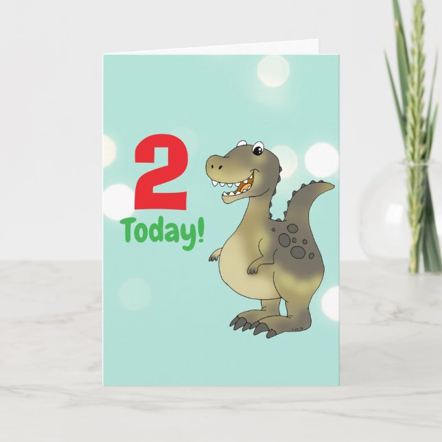 2-års dinosaur födelsedag - 2:a födelsedagen Dino Kort (Framsida)
