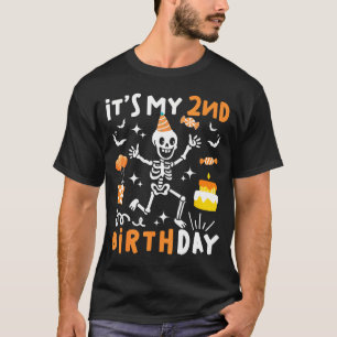 2-års födelsedag barn rolig skelett 2-årsdag t shirt