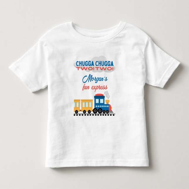 2-års födelsedag Färgglad Tecknad Tåg T Shirt (Framsida)