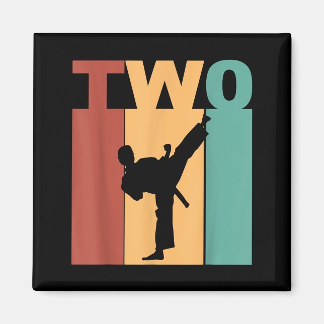 2-års födelsedag Karate Taekwondo tema 2 år gammal Magnet (Framsidan)