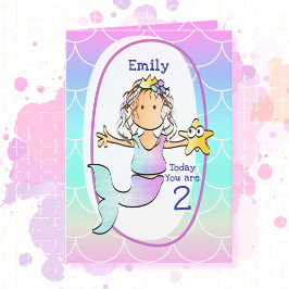 2-års födelsedag Sjökungsdocka Söt Under Havet Kort