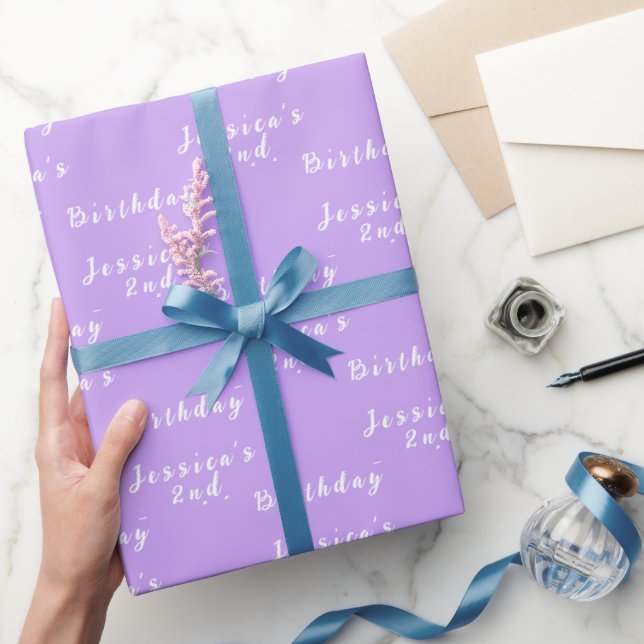 2-års födelsedag Söt flickaktig Lila Enkel Violett Presentpapper (Gifting)