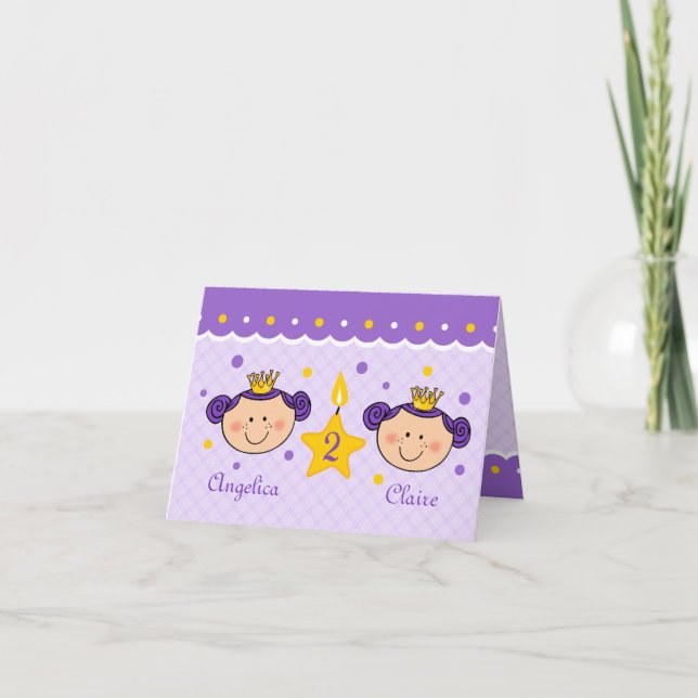 2-års födelsedag Twincess-kort Kort (Framsida)