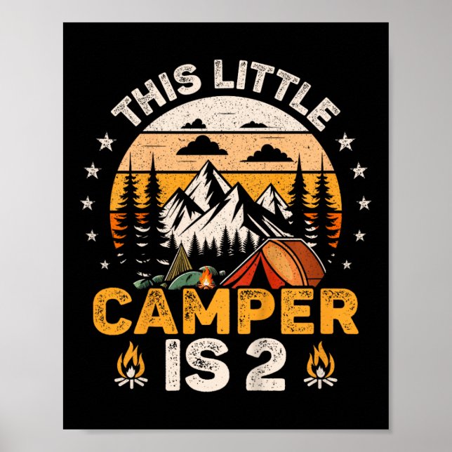 2-års födelsedags campingfest 2 år gammal flicka p poster (Framsidan)