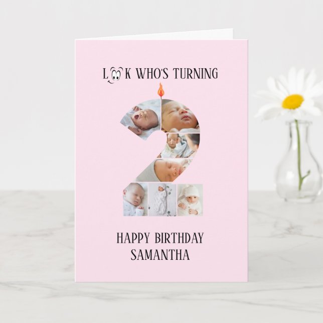 2-års födelsedags fotokort kort (Liten växt)