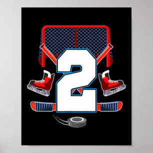 2-års födelsedags pojke ishockey tema 2 år gammal poster