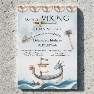 2-års födelsedags Viking Tematisk Pojke Födelsedag Inbjudningar