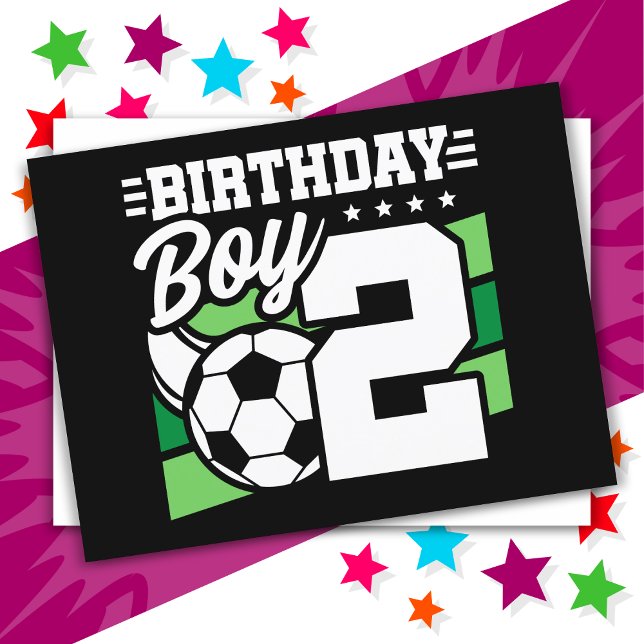 2 Års Födelsedagsfest för Pojke med Fotbollstema Vykort (Skapare uppladdad)