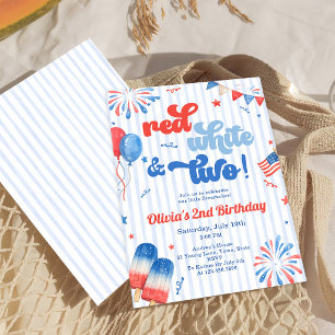 2-års födelsedagsfest inbjudan - 4:e juli