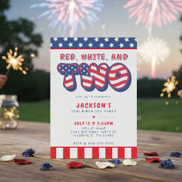 2-års födelsedagsfest Patriotisk USA-flagga 4 juli Inbjudningar