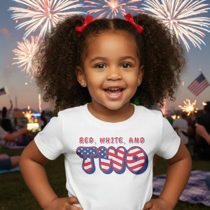 2-års födelsedagsfest Patriotisk USA-flagga 4 juli T Shirt
