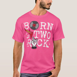 2-års födelsedagsgitarr Född två 2 Rock Rocker Bda T Shirt