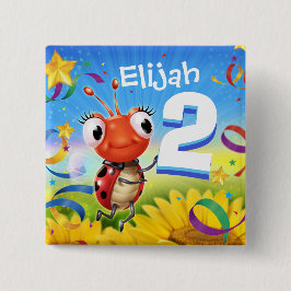 2 års födelsedagskalkyl - märke för lilla Ladybug- Knapp