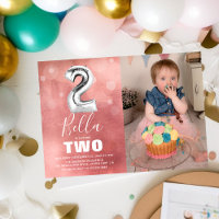 2-års födelsedagssilverballong | Rosa fotofirande