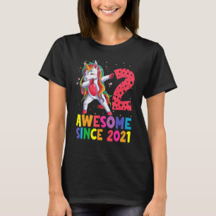 2 års Gamla Unicorn Dabbing 2nd Birthday Girl Unic T Shirt