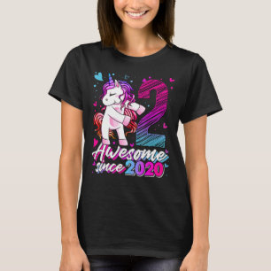 2 års Gamla Unicorn Flossing 2nd Birthday Girl Uni T Shirt