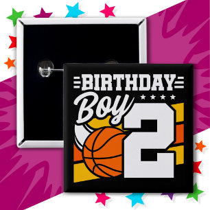 2 års gammal basketboll Party, tema 2:a födelsedag Knapp
