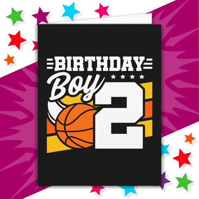 2 års gammal basketboll Party, tema 2:a födelsedag Kort (Skapare uppladdad)