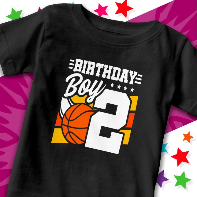 2 års gammal basketboll Party, tema 2:a födelsedag T Shirt (Skapare uppladdad)