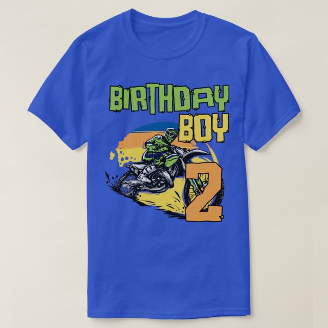 2 års gammal Dirt Bike Födelsedagsfest Motocross M T Shirt (Design framsida)