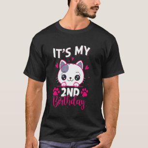 2 års gammal flicka på födelsedagskat för flicka m t shirt