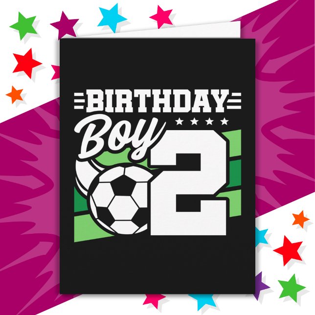 2 års gammal fotbollsmatch Party 2:a födelsedagspo Kort (Skapare uppladdad)