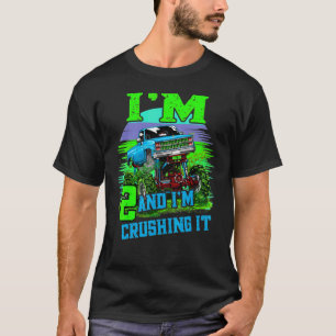 2 års gammal krockande monster Lastbil 2:a födelse T Shirt