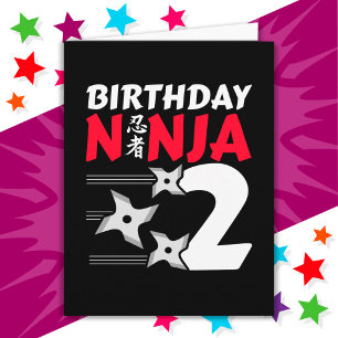 2 års gammal Ninja Party Stars Kids 2:a födelsedag Kort