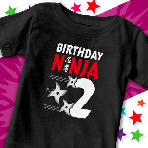 2 års gammal Ninja Party Stars Kids 2:a födelsedag T Shirt