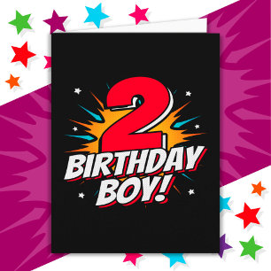 2 års gammal superhjälte Birthday Boy 2:a födelsed Kort