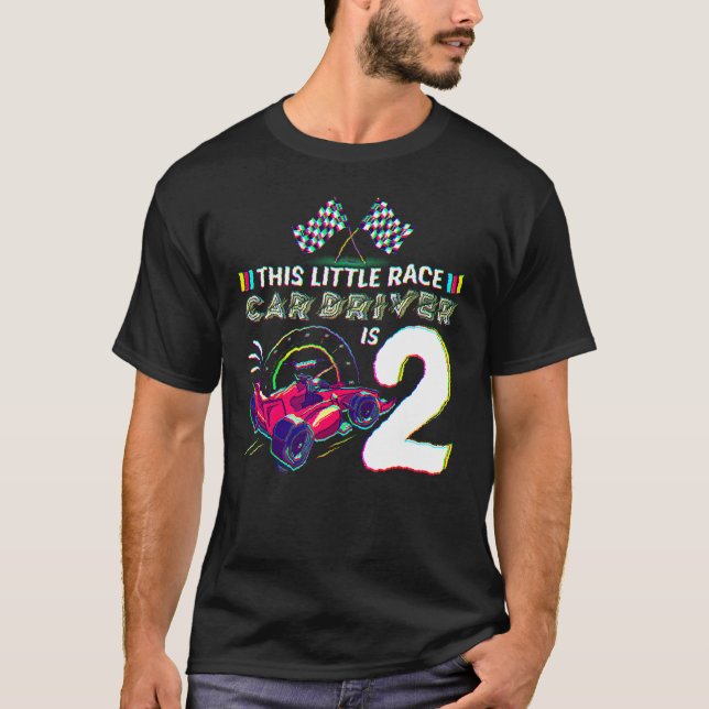 2 års gammal Tävling-bildagars födelsedag andra Tä T Shirt (Framsida)
