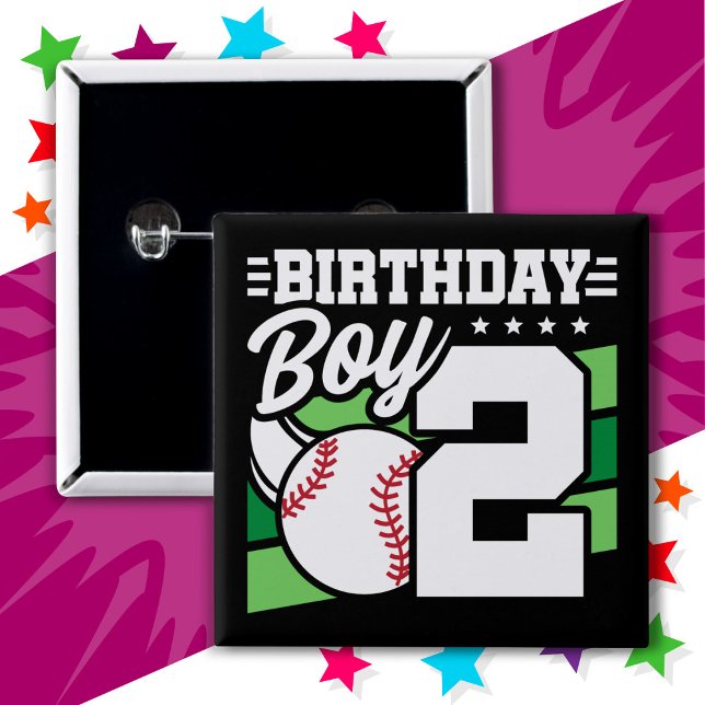 2 års gammalt baseball Party-tema 2:a födelsedagsp Knapp (Skapare uppladdad)