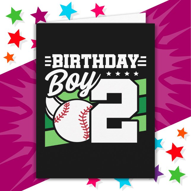 2 års gammalt baseball Party-tema 2:a födelsedagsp Kort (Skapare uppladdad)