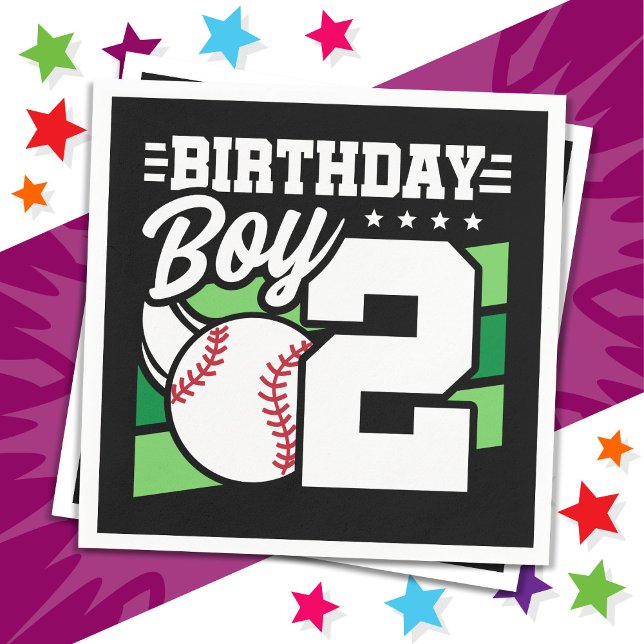 2 års gammalt baseball Party-tema 2:a födelsedagsp Pappersservett (Skapare uppladdad)