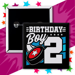 2 års gammalt Hockey Party-tema 2:a födelsedagspoj Knapp