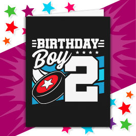 2 års gammalt Hockey Party-tema 2:a födelsedagspoj Kort