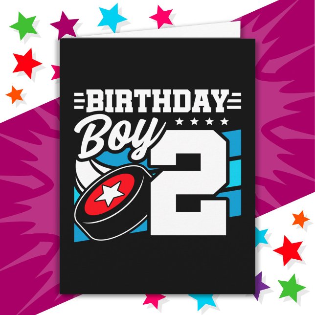 2 års gammalt Hockey Party-tema 2:a födelsedagspoj Kort (Skapare uppladdad)