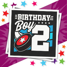 2 års gammalt Hockey Party-tema 2:a födelsedagspoj Pappersservett