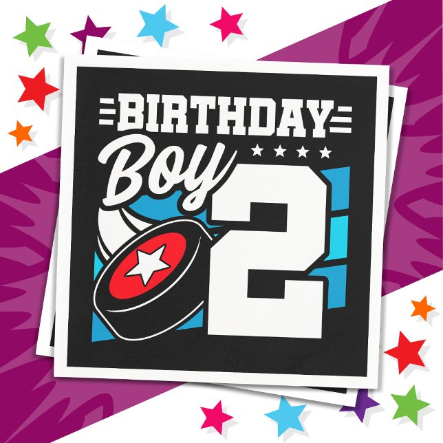 2 års gammalt Hockey Party-tema 2:a födelsedagspoj Pappersservett (Skapare uppladdad)