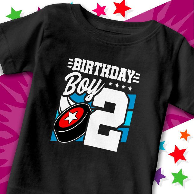 2 års gammalt Hockey Party-tema 2:a födelsedagspoj T Shirt (Skapare uppladdad)