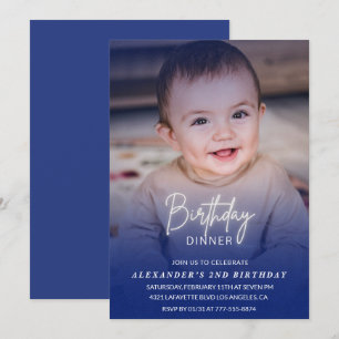 2-års inbjudan Födelsedagsmiddag Foto pojke