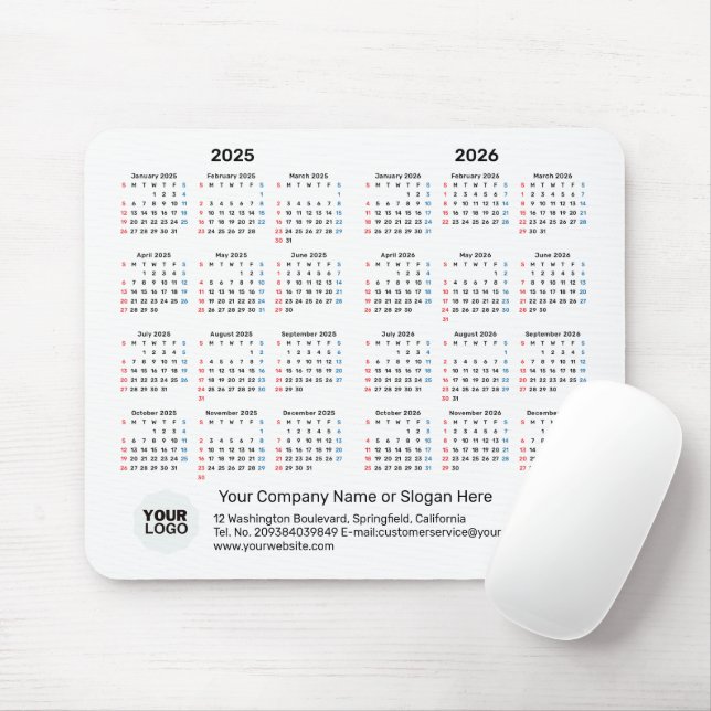 2 års kalender 2025-2026 Corporate Gift SÖNDAG Musmatta (Med mus)