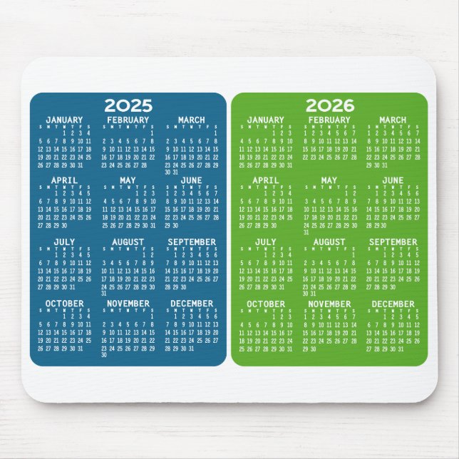 2 års kalender - årsvisa blå grönt musmatta (Framsidan)