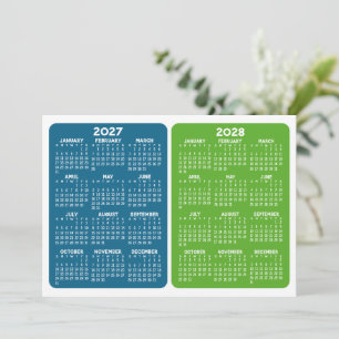 2-Års Kalender Visa - 2027 2028 blå grön