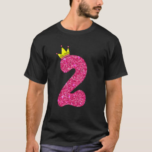 2 års Rosa av 2:a födelsedag Girls Princess Guld C T Shirt